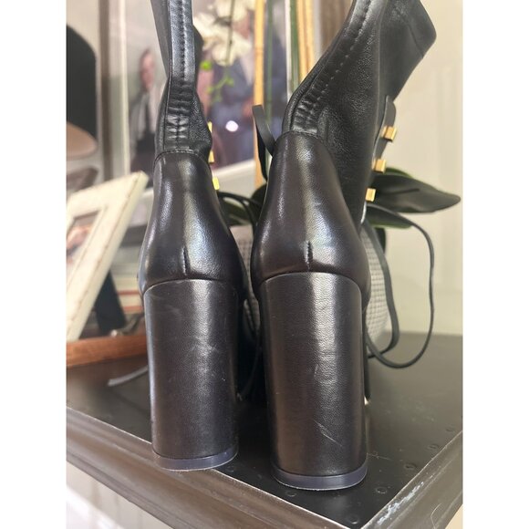 Stuart Weitzman Veruka Leather Lace-Up Booties Black Womens Size 6 - Picture 10 of 14